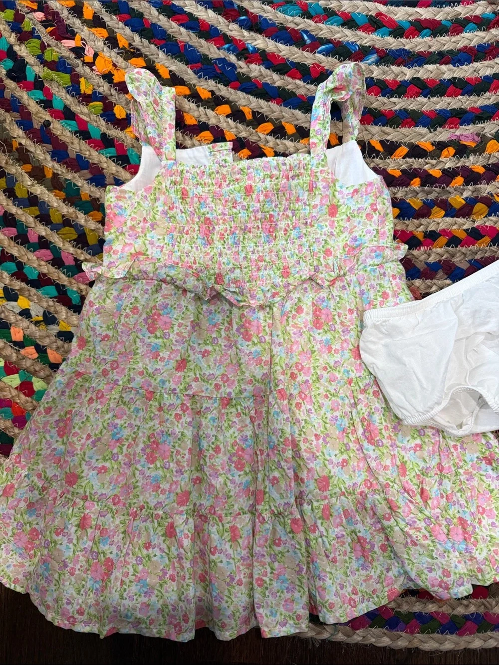 Janie and Jack Pink Floral Sundress with White Bloomers 18-24M